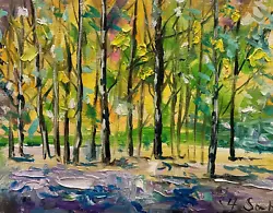 Buy Birch Groove LANDSCAPE Original Oil Painting Impressionist Vfd • 37.36£