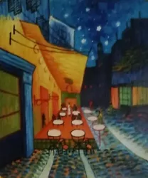 Buy Hand Painted Signed Oil Painting Canvas Van Gogh Repro Cafe Terrace At Night • 15£