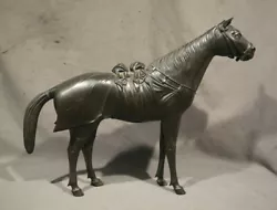 Buy 18th Century Chinese Animal Bronze Horse With Saddle Dark Brown & Green  Patina  • 9,449.94£
