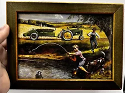 Buy John Deere | Fishing In The Farm Pond | Art Print | 6 X 8 Inch | Framed Print • 20.32£