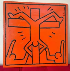 Buy Keith Haring Painting Signed And Stamped Hand Carved  • 592.02£