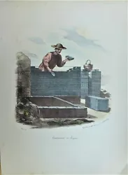 Buy Hand-coloured Engraving Of A Female Bricklayer By Deveria • 6£