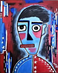 Buy A.Z. Davis Painting Abstract Modern Pop Art Street Folk Art Man Blue 20  X 16  • 82.69£