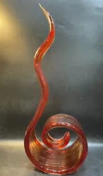 Buy 1990’s Murano Glass Dancing Red Flame Art Sculpture [38cm Tall] • 38£