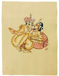 Buy Indian Miniature Art Watercolor Old Paper Nude Painting Mughal Emperor Erotic • 8.12£