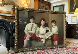 Buy Large Antique Scottish Highland Oil Portrait Painting Of Children Wearing Kilts • 5,500£