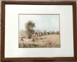 Buy Monogram C I Early-Mid C20th Continental Watercolour Hand Cutting Hay In Village • 20£