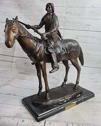 Buy Large 23  Fraser Bronze Statue HOT CAST Indian With Horse Sculpture Decor Sale • 505.41£