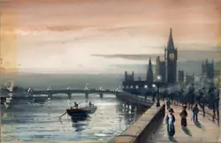 Buy Westminster London - Antique Watercolour Painting - 20th Century • 150£