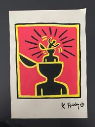 Buy Keith Haring Signed Abstract Painting On Paper - Nesting Figures  11.75” X 8.25” • 393.59£