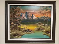 Buy Orig. Oil Painting 16x20 “Mountain At Sunset” Art/Landscape (Bob Ross Inspired) • 236.25£