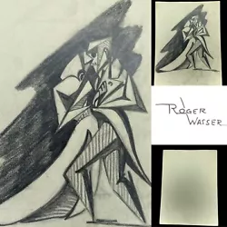 Buy Original Art Deco Abstract Dancing Couple Sketch Pencil Drawing ROGER WASSER • 45.96£