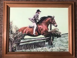 Buy Horse Racing Oil Painting On Canvas Horse Jumping Signed L Fiddes • 25£