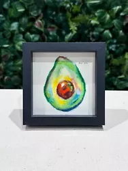 Buy Avocado Oil Pastel Painting- Fruity Bright Original Art Deep FRAMED Sale Decor • 50£