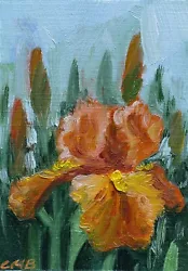 Buy Iris Flowers ACEO Original Oil Painting Collectible Card 2.5 X3.5  Miniature Art • 12.40£