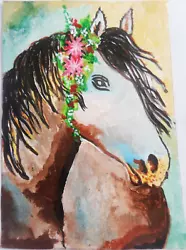 Buy Original ACEO Art Card Horse Painting Miniature Ooak Acrylic Sri Lanka A057 • 4.13£