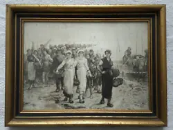Buy Antique Painted On Silk A. Jourdain 1880 - Return From Fishing Framed • 249.99£