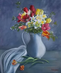 Buy Tulips Daffodils Painting Floral Original Oil Painting Canvas Wall Art 24 By 20  • 196.87£