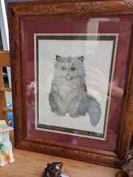 Buy Vintage 1988 Hand Drawn / Painted Framed Persian Cat Print Signed By Artist • 47.25£