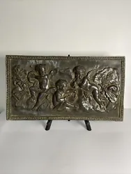 Buy Antique Terracotta  WALL PLAQUE / BAS RELIEF Angel Boys Playing Instruments • 99£