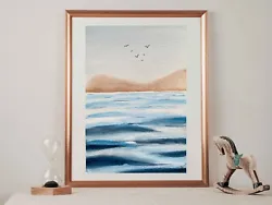 Buy The Sea | Original Hand Painted | Watercolour Painting | Seascape | Signed • 16£