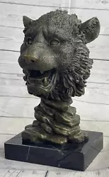 Buy Cougar Lion Big Cat Predator Bust Sculpture Statue Bronze On Marble Base 12  X 7 • 377.05£