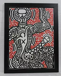 Buy Keith Haring Acrylic On Canvas Dated 1983 With Frame In Good Condition • 381.60£