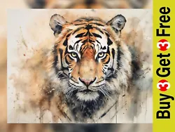 Buy Tiger Portrait Watercolor Painting Print - Wildlife Art Decor 5 X7  • 4.99£