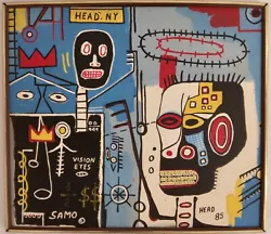 Buy Jean-Michel Basquiat Painting NYC Head 85  Framed. • 4,341.48£