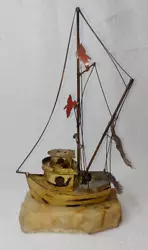 Buy Vintage 1970`s Fishing Boat Art Sculpture On Onyx Base Signed DeMott • 21.99£
