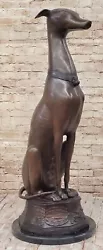 Buy Decor Life Size Sitting Greyhound Dog Bronze Sculpture Marble Base Statue Art • 1,816.67£