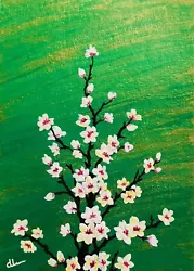 Buy  Cherry Blossom  ACEO Original Acrylic Painting Vintage Floral Art Signed ATC • 12.47£