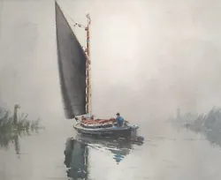 Buy Framed Original Watercolour Painting Norfolk Broads Wherry Boat Sailing • 59.99£