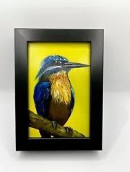 Buy Kingfisher Oil Painting- Original MINI FRAMED Realistism Bird Artwork Sale • 59.99£