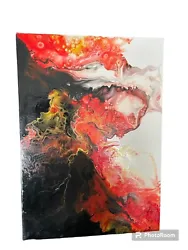Buy Original Unique Abstract Art Fire Red Black White  Acrylic Painting Present Gift • 40£
