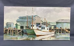 Buy Vintage Original 1969 Snug Harbor Maine Oil Painting Signed Winn MacCourt 24 X12 • 82.81£