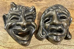Buy Greek Comedy Tradegy Theatre Masks Bronzed Metal Wall Art Happy / Sad Devil 4” • 30£