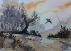 Buy Original Modern Watercolour - Pheasant In Flight By Anthony Avery • 9.95£