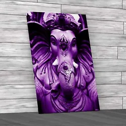 Buy Lord Ganesh Sculpture Purple Canvas Print Large Picture Wall Art • 18.95£