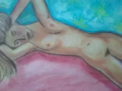 Buy Original Reclining Nude Painting Abstract Girl Woman  • 39.95£