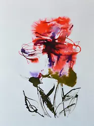 Buy EUN - Original Red Rose Flowers Watercolor Botanical Painting Signed • 41.34£