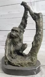 Buy Chimpanzee Ape Chimp Gorilla Monkey Bronze Sculpture Statue Figure Marble Base • 329.80£