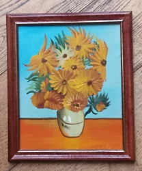 Buy Vintage Mid Century Framed Oil Painting  - Sunflowers • 24.99£