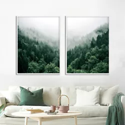 Buy Foggy Forest Wall Art Canvas Painting Scandinavian Poster Landscape Print • 4.24£