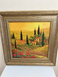 Buy Fronckowiak Tuscan Home Red Poppy Field Gold Wall Art Painting 17x17  Wood Frame • 41.26£