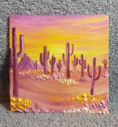 Buy Original 4  Landscape Oil Painting Abstract Cactus & Desert Super Bloom Sunset • 28.94£