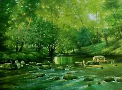 Buy Woodland Stream. Framed Original Oil Painting By Tim Ball  . • 250£