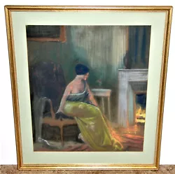 Buy Vintage Lucien-Victor De Scevola Depiction Of Woman In Front Of The Fireplace • 286.79£