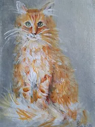 Buy Original Acrylic Painting - Small A5 - Fluffy Cat Jessica J Peck • 5£