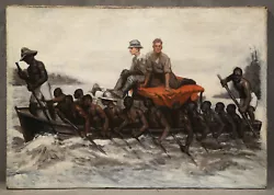 Buy Black Americana Painting Men Rowing A Boat On A River, Attr. To Winslow Homer • 3,543.73£
